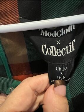 Collectif Green and Black Plaid dress